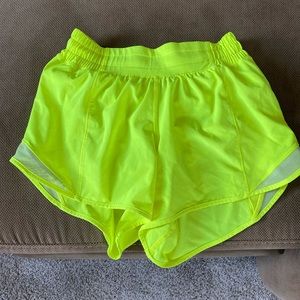 neon yellow lululemon shorts